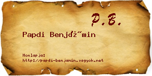 Papdi Benjámin névjegykártya